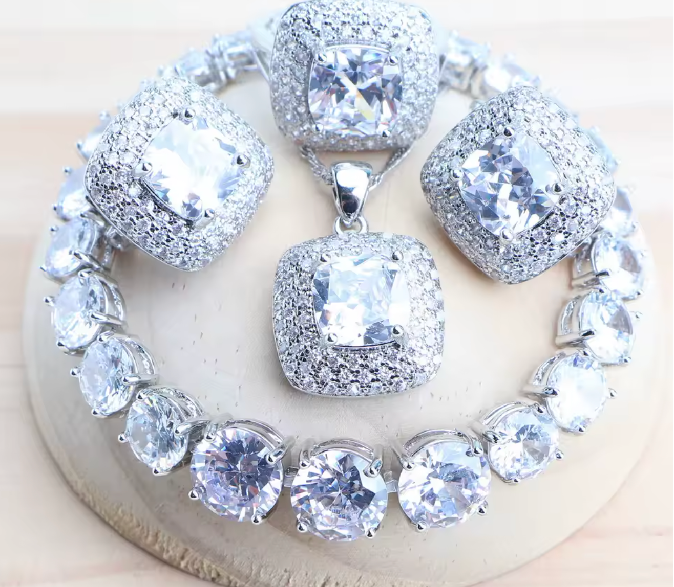 Women’s 925 Sterling Silver Bridal Jewelry Set