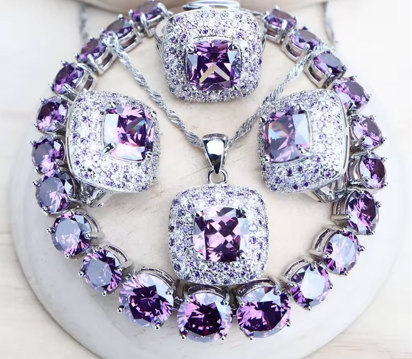 Women’s 925 Sterling Silver Bridal Jewelry Set