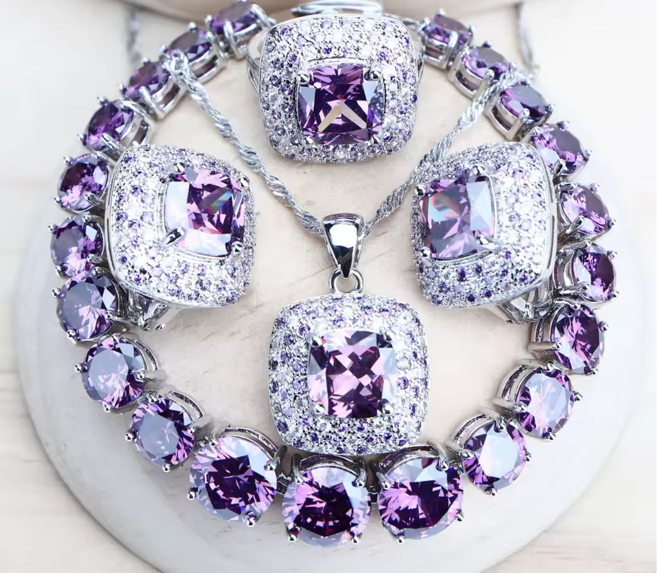 Women’s 925 Sterling Silver Bridal Jewelry Set