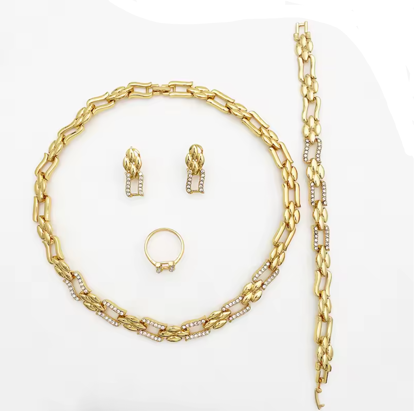 Dubai Gold Color Cuban Jewelry Set for Women