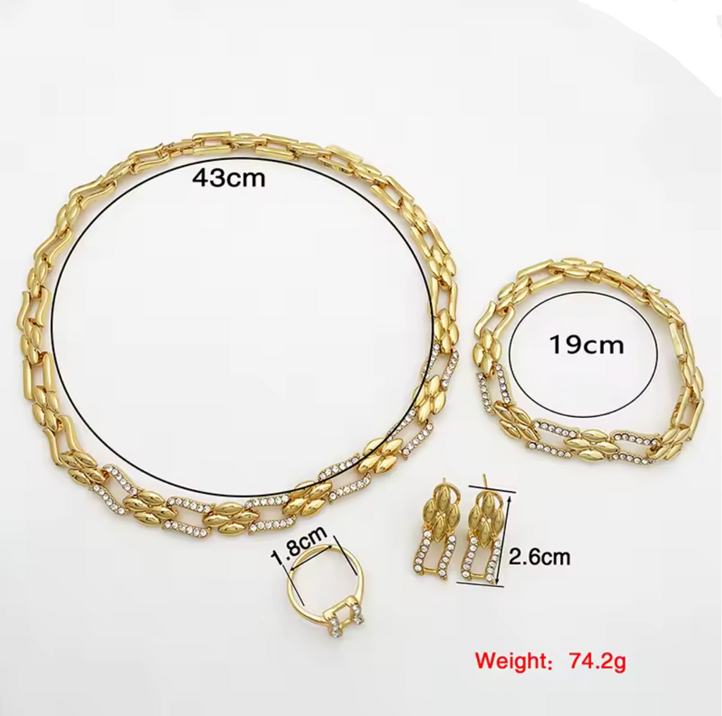 Dubai Gold Color Cuban Jewelry Set for Women