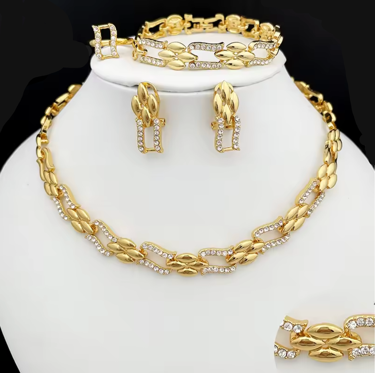 Dubai Gold Color Cuban Jewelry Set for Women