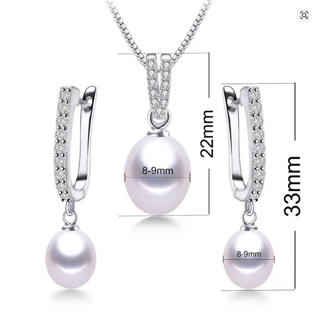 Horseshoe 8–9mm Pearl Earrings & 45cm Pendant Necklace