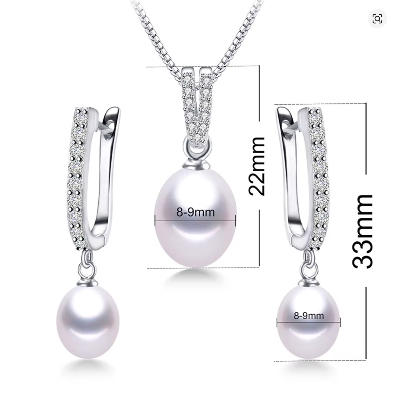 Horseshoe 8–9mm Pearl Earrings & 45cm Pendant Necklace