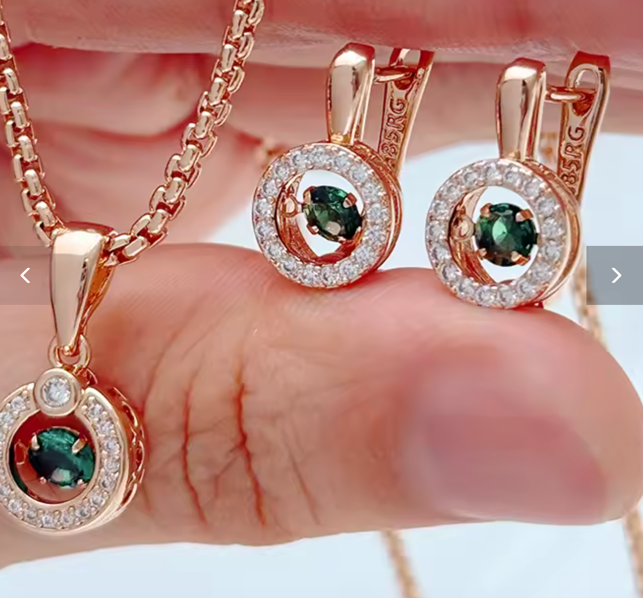Natural Zircon Geometric Ring, Earrings & Necklace for Women