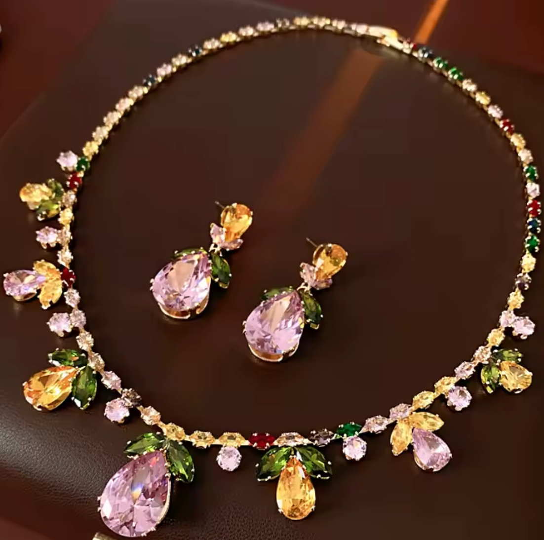 Colorful Zircon Rhinestone Jewelry Set for Women