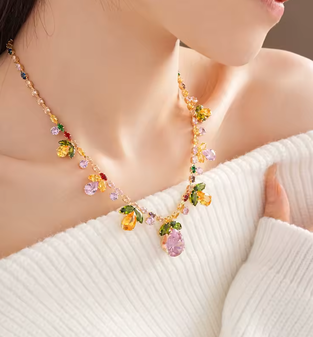 Colorful Zircon Rhinestone Jewelry Set for Women