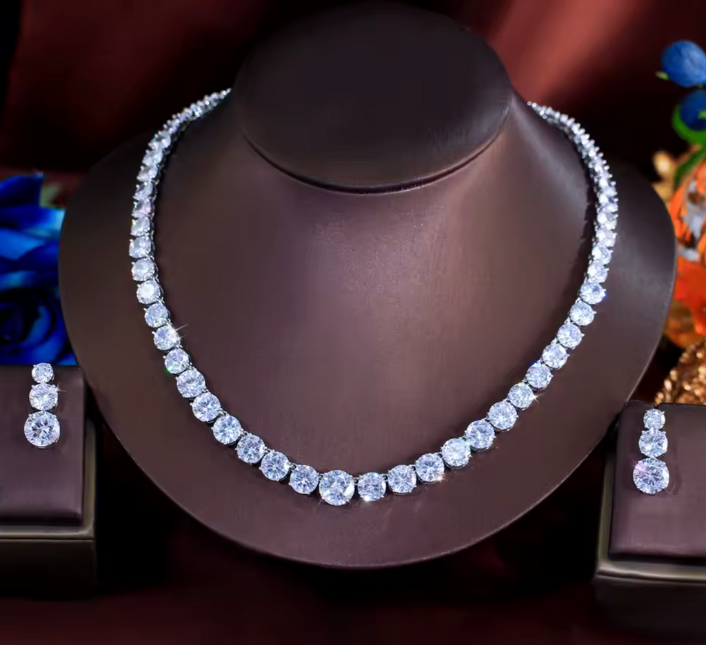 Glittering Cubic Zirconia Tennis Jewelry Set for Women