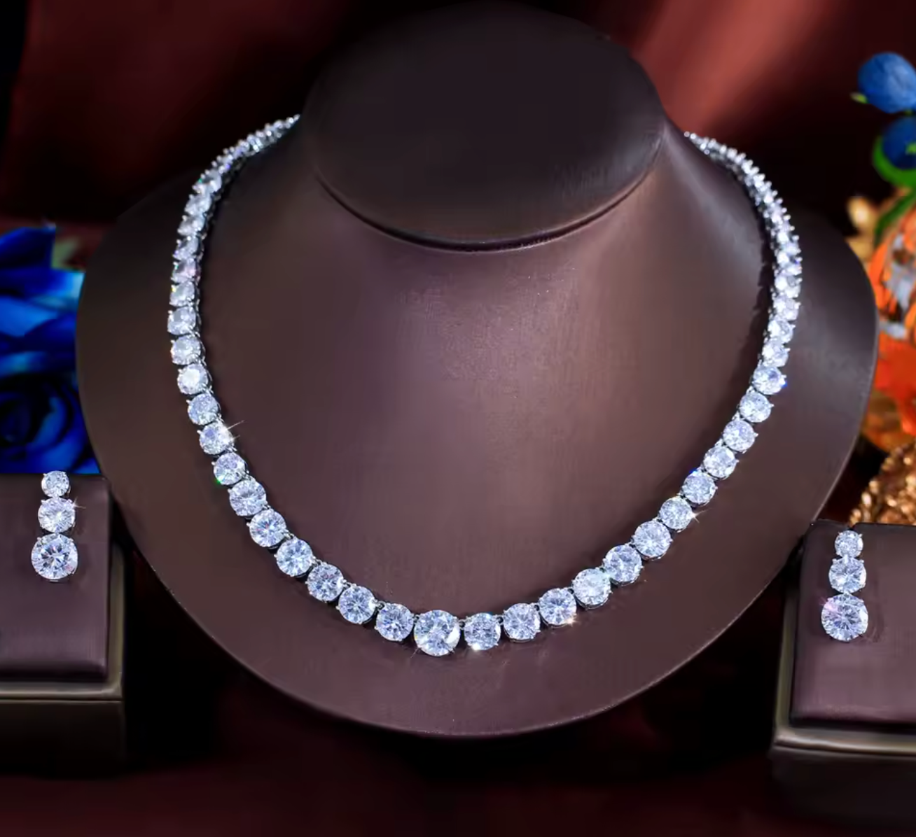 Glittering Cubic Zirconia Tennis Jewelry Set for Women