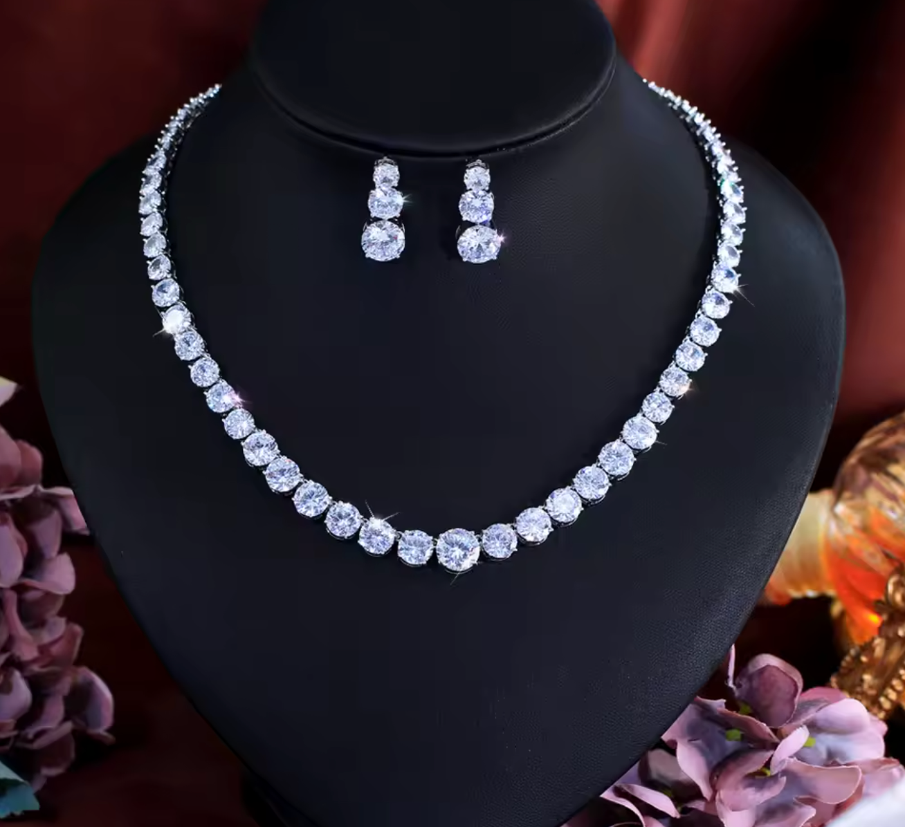 Glittering Cubic Zirconia Tennis Jewelry Set for Women