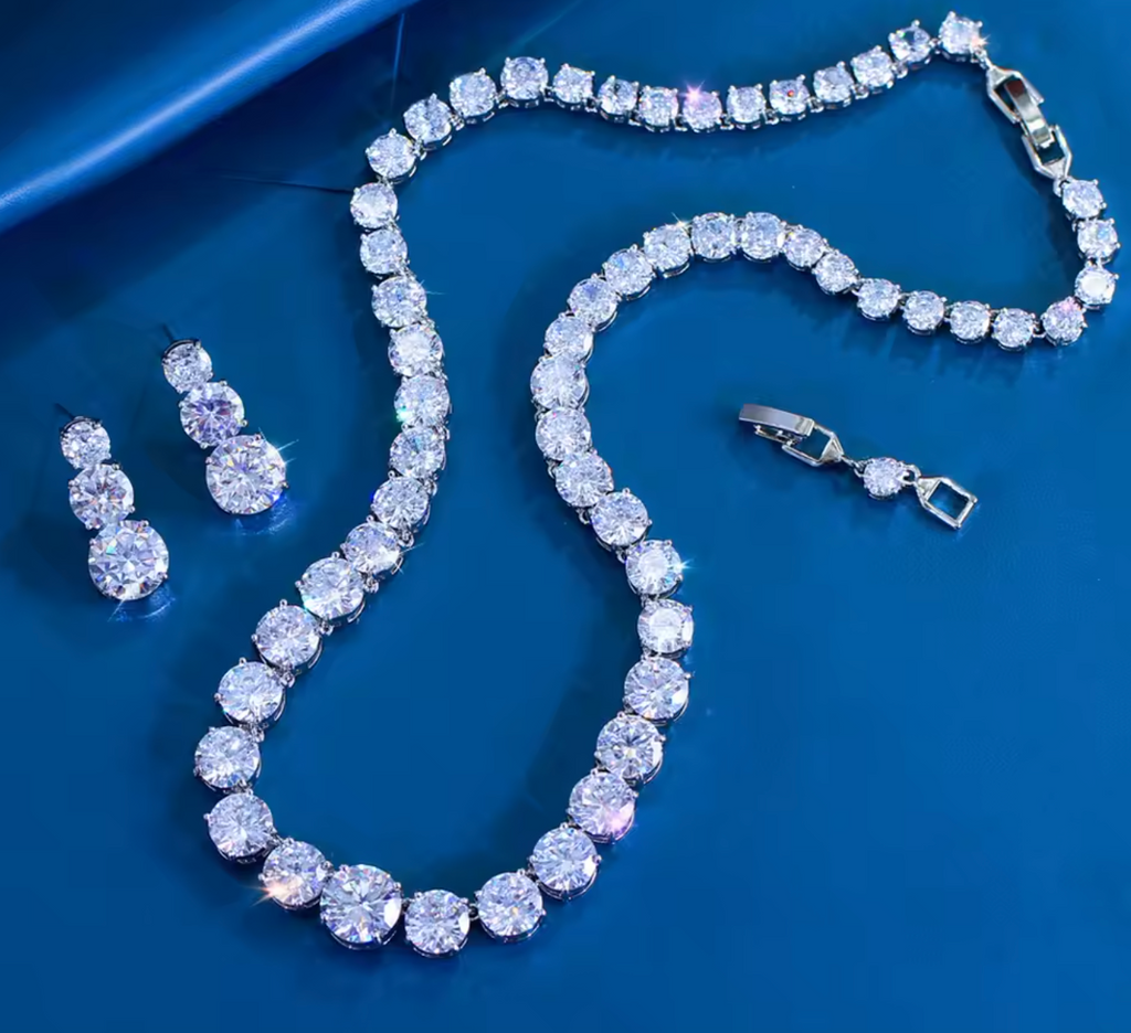 Glittering Cubic Zirconia Tennis Jewelry Set for Women