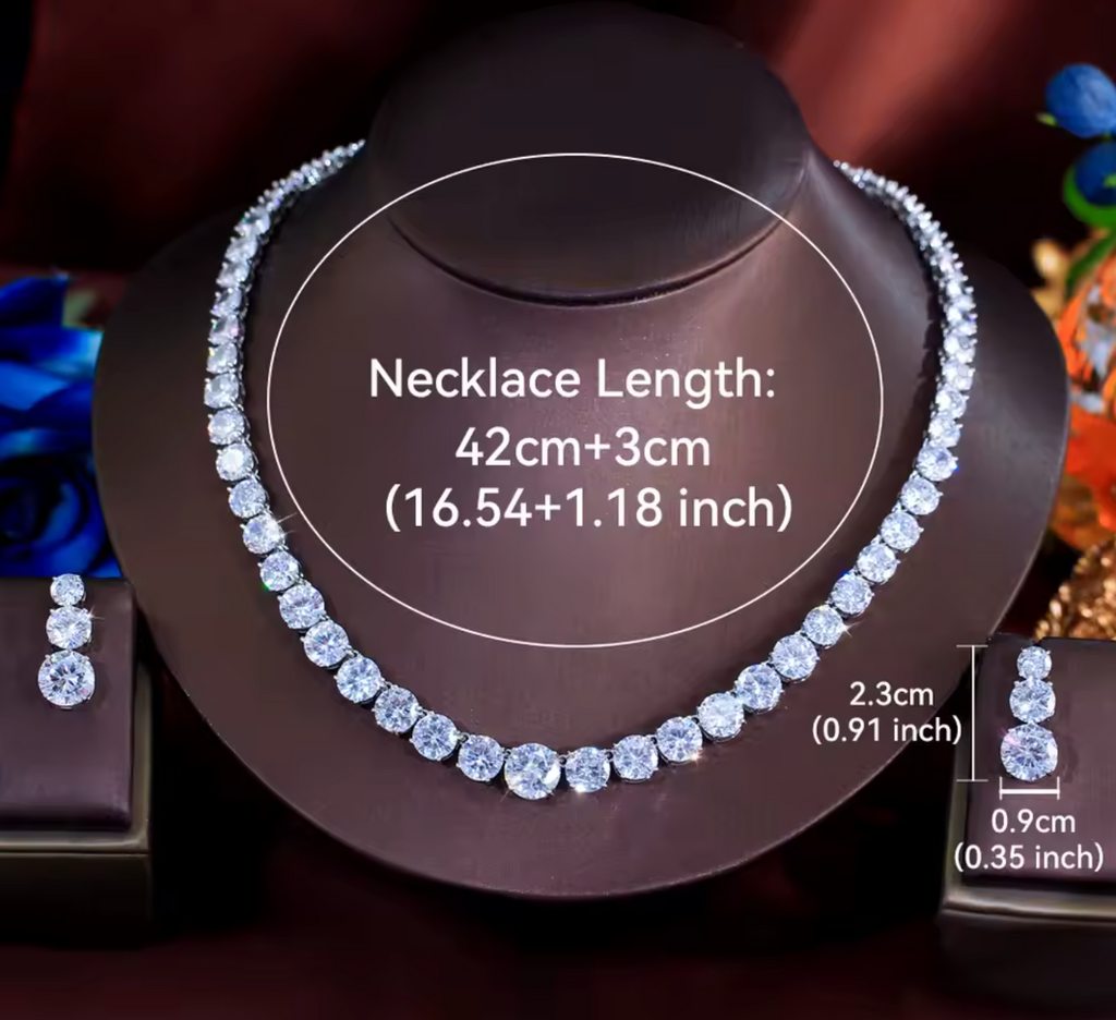 Glittering Cubic Zirconia Tennis Jewelry Set for Women