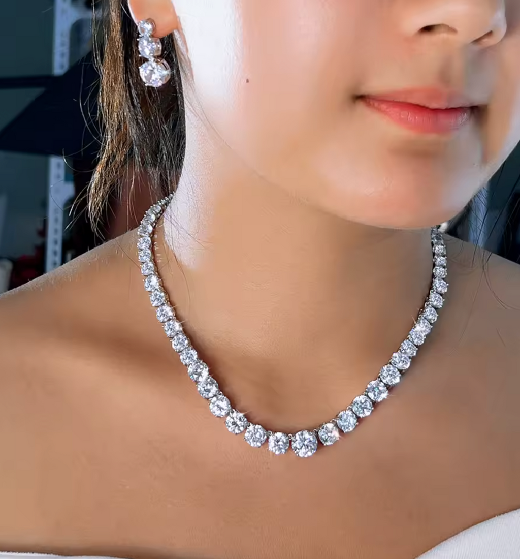Glittering Cubic Zirconia Tennis Jewelry Set for Women