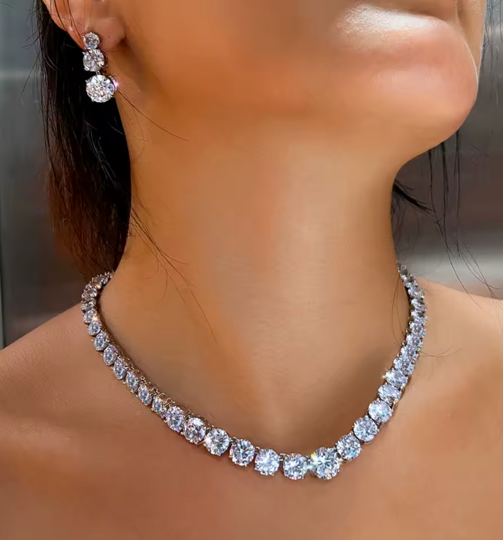 Glittering Cubic Zirconia Tennis Jewelry Set for Women