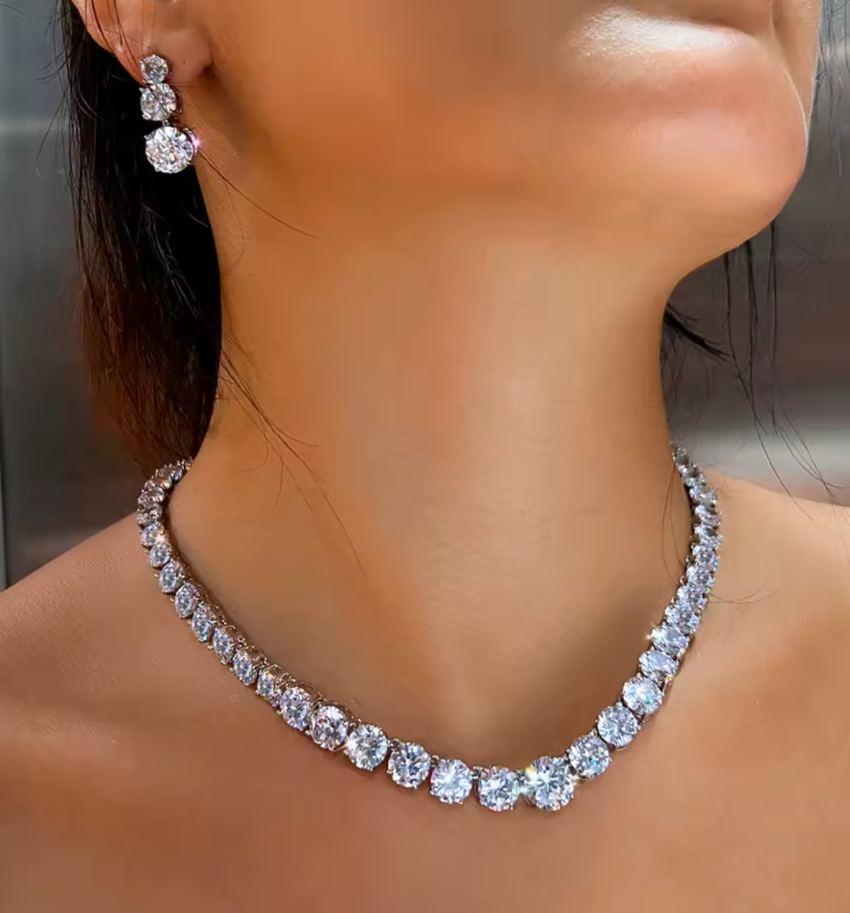 Glittering Cubic Zirconia Tennis Jewelry Set for Women