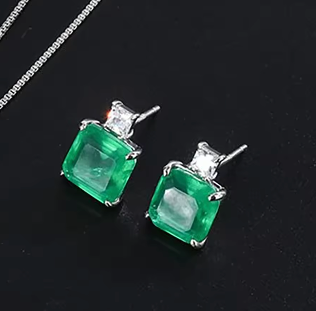 Luxury Simulation Emerald Gemstone Jewelry Set for Women