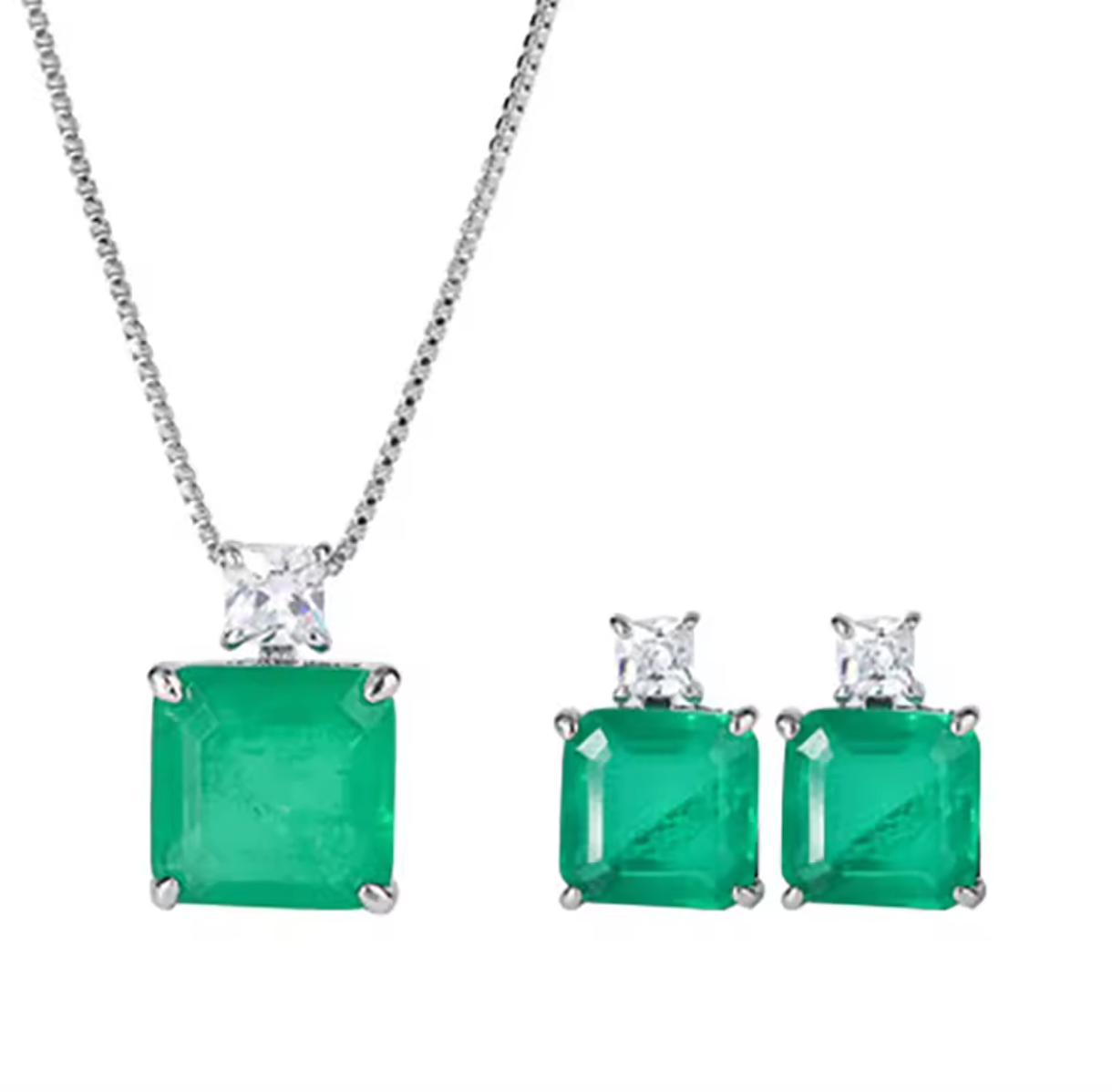 Luxury Simulation Emerald Gemstone Jewelry Set for Women