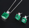 Luxury Simulation Emerald Gemstone Jewelry Set for Women