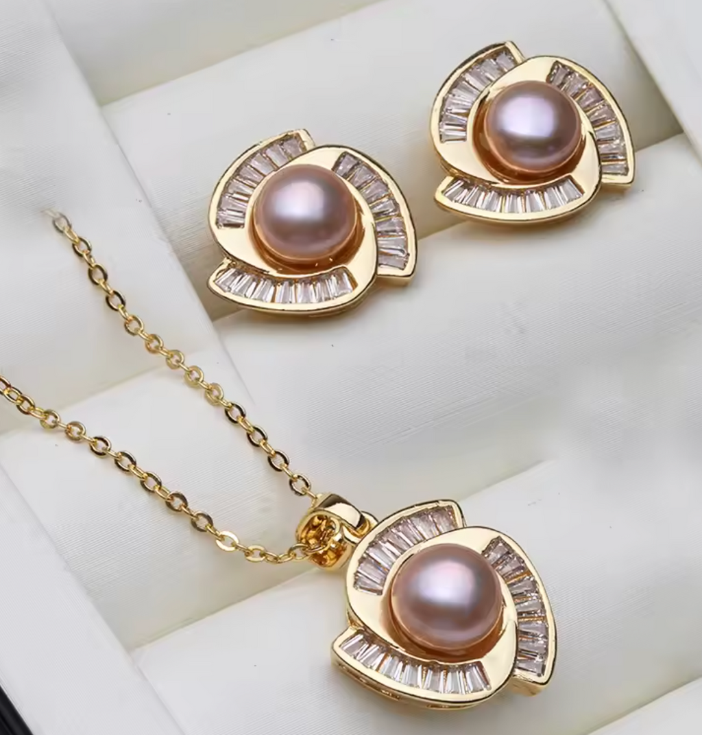 Real Natural Freshwater Pearl Jewelry Set for Women