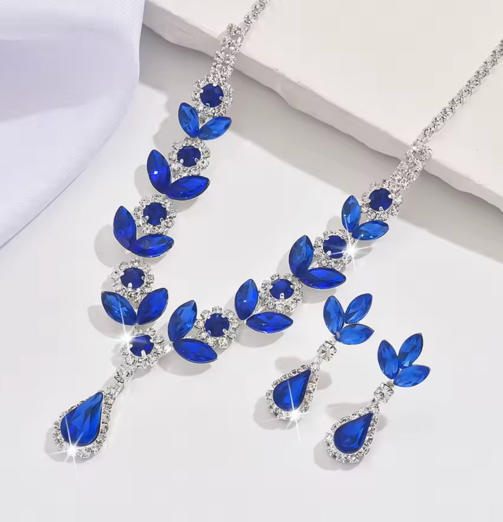 3PCS Purple Shiny Waterdrop Jewelry Set for Women