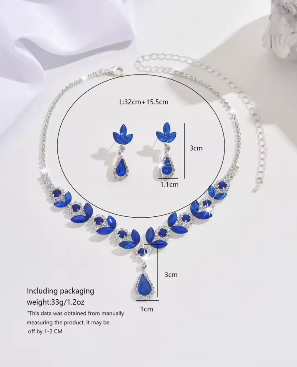3PCS Purple Shiny Waterdrop Jewelry Set for Women