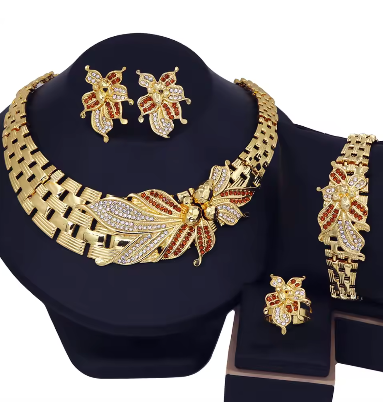 18K Gold Plated African Flower Jewelry Set