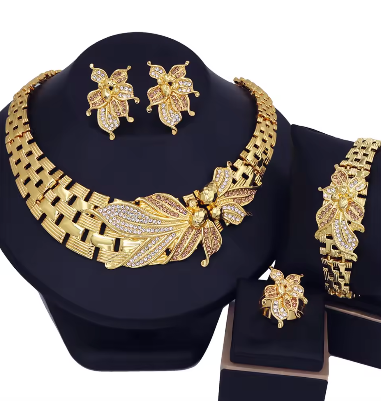 18K Gold Plated African Flower Jewelry Set