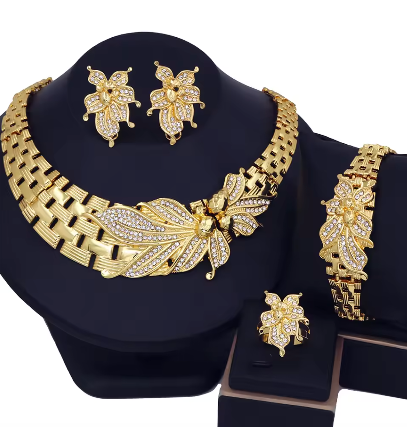 18K Gold Plated African Flower Jewelry Set