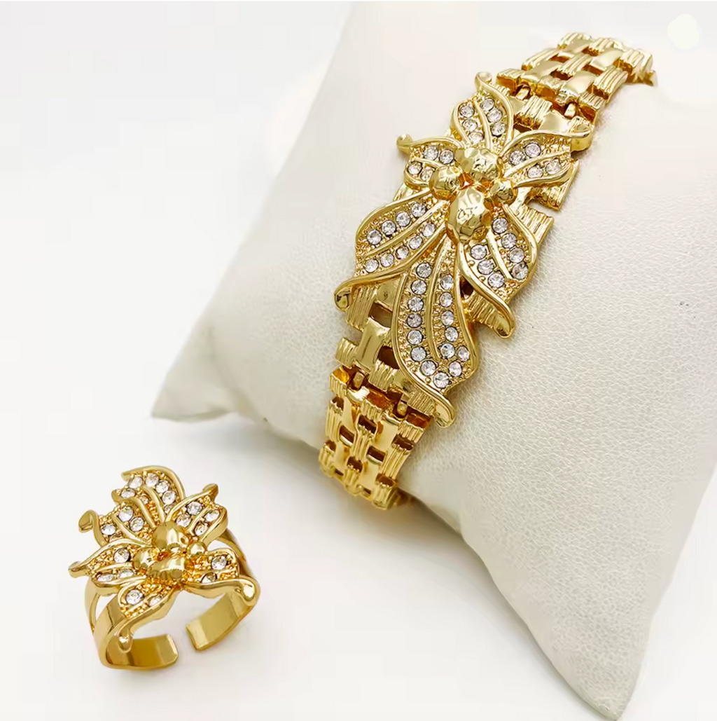 18K Gold Plated African Flower Jewelry Set