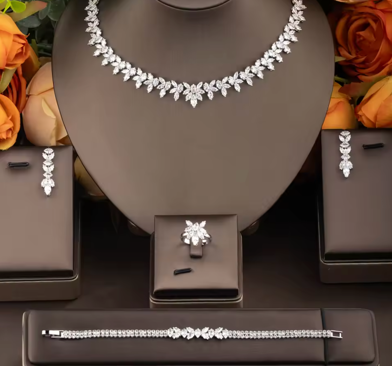 Luxury Geometric Cubic Zirconia Jewelry Set for Women