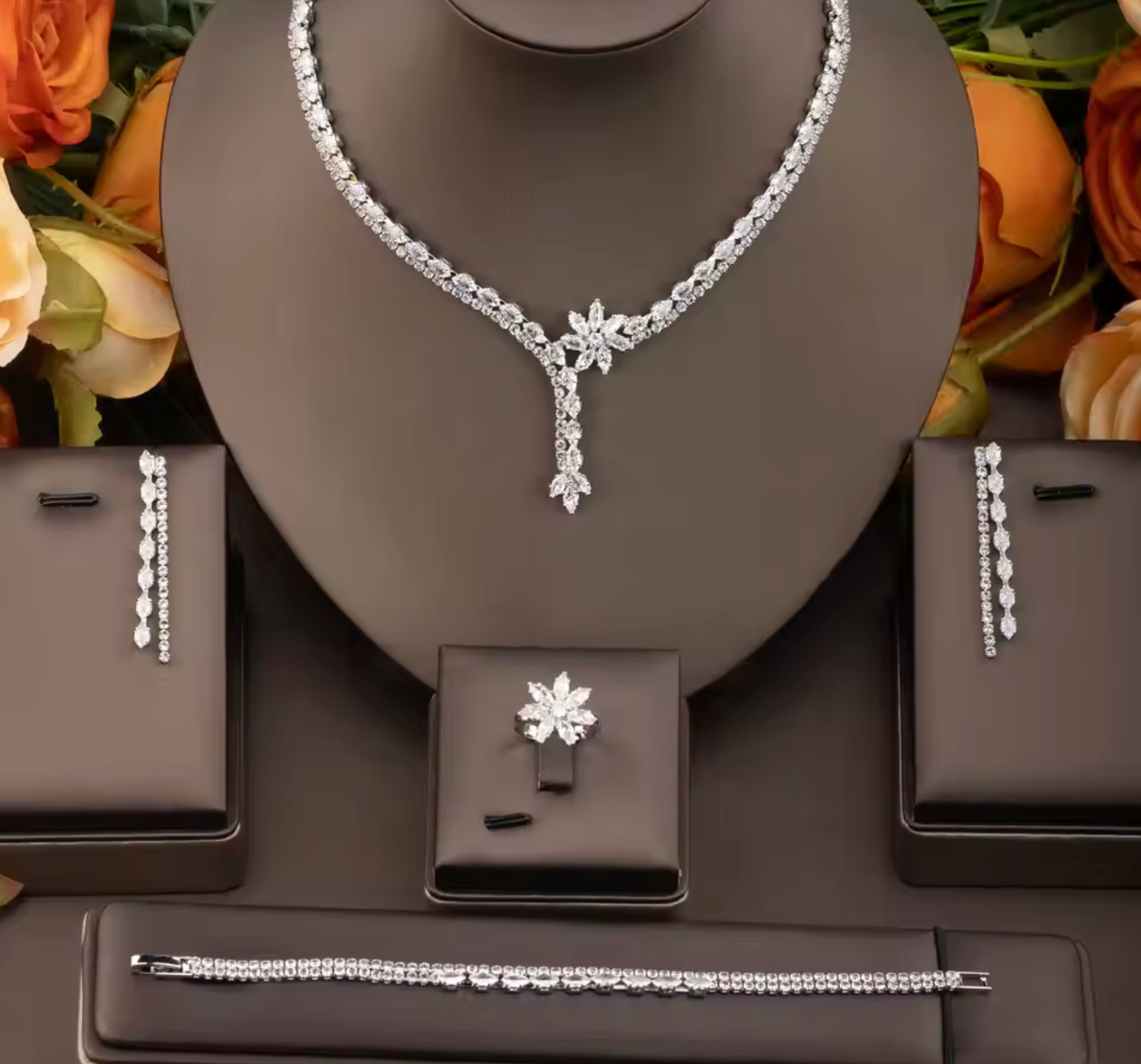Luxury Geometric Cubic Zirconia Jewelry Set for Women