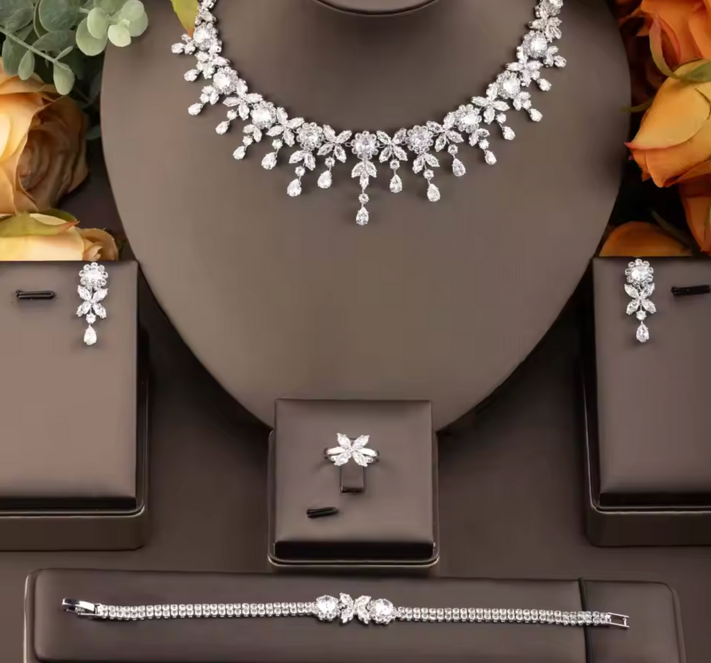 Luxury Geometric Cubic Zirconia Jewelry Set for Women