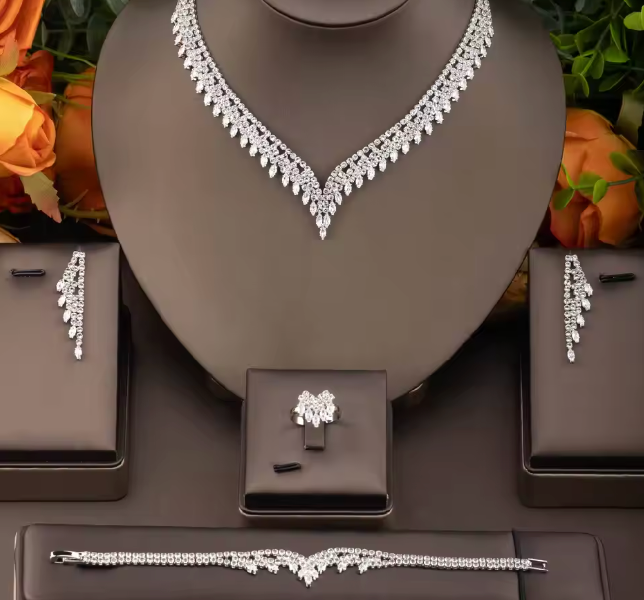 Luxury Geometric Cubic Zirconia Jewelry Set for Women