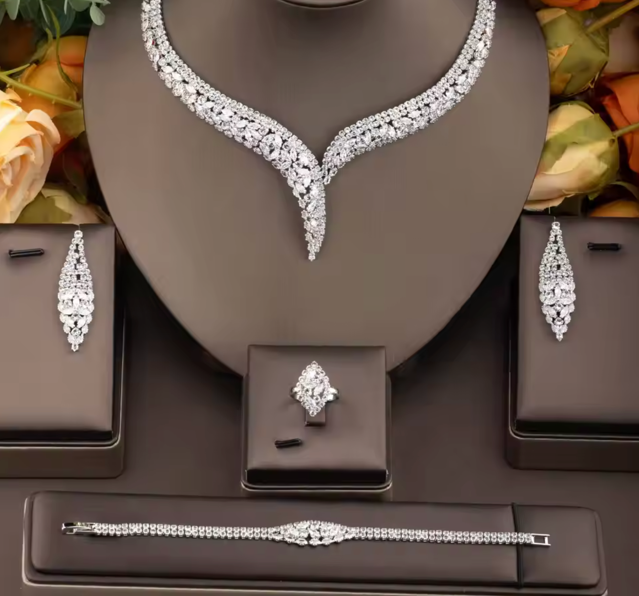 Luxury Geometric Cubic Zirconia Jewelry Set for Women