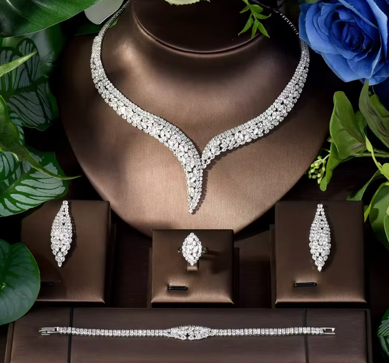 Luxury Geometric Cubic Zirconia Jewelry Set for Women