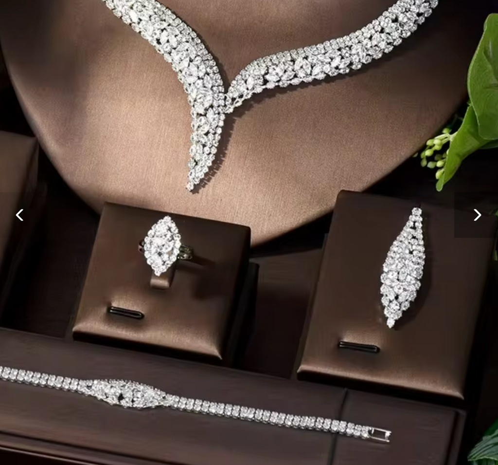 Luxury Geometric Cubic Zirconia Jewelry Set for Women