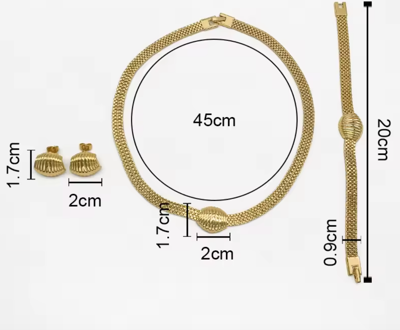 Italian Gold Plated Jewelry Set for Women
