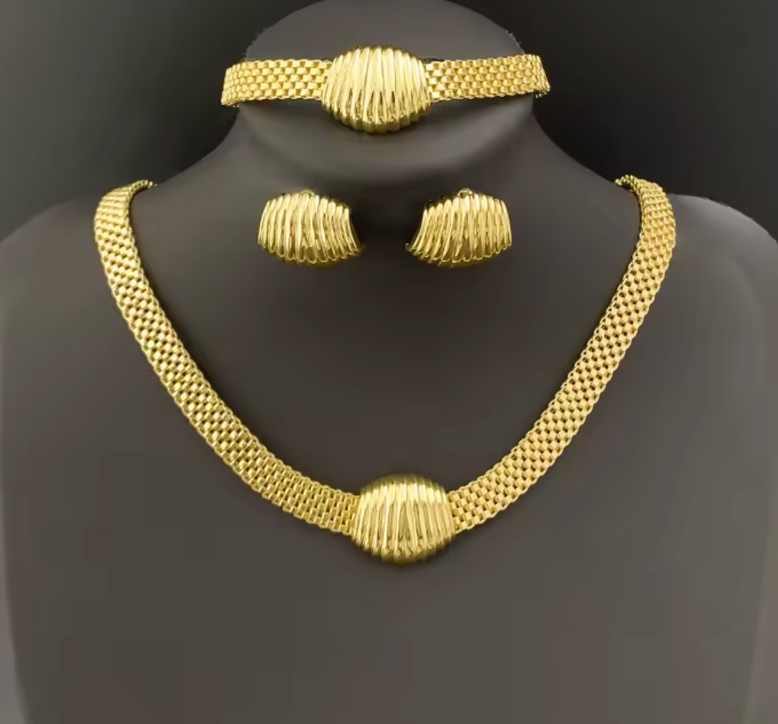 Italian Gold Plated Jewelry Set for Women