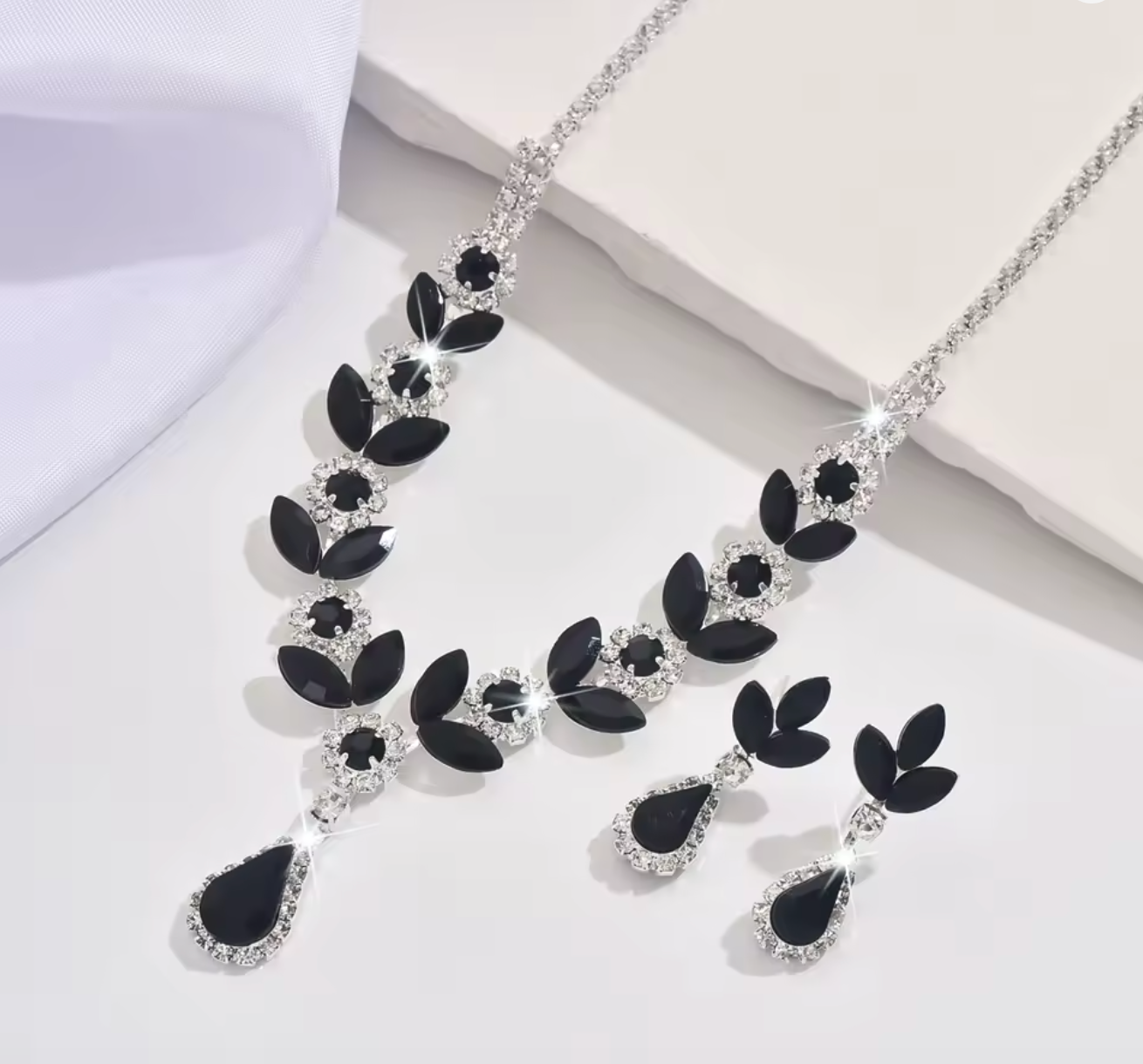 3PCS Purple Shiny Waterdrop Jewelry Set for Women